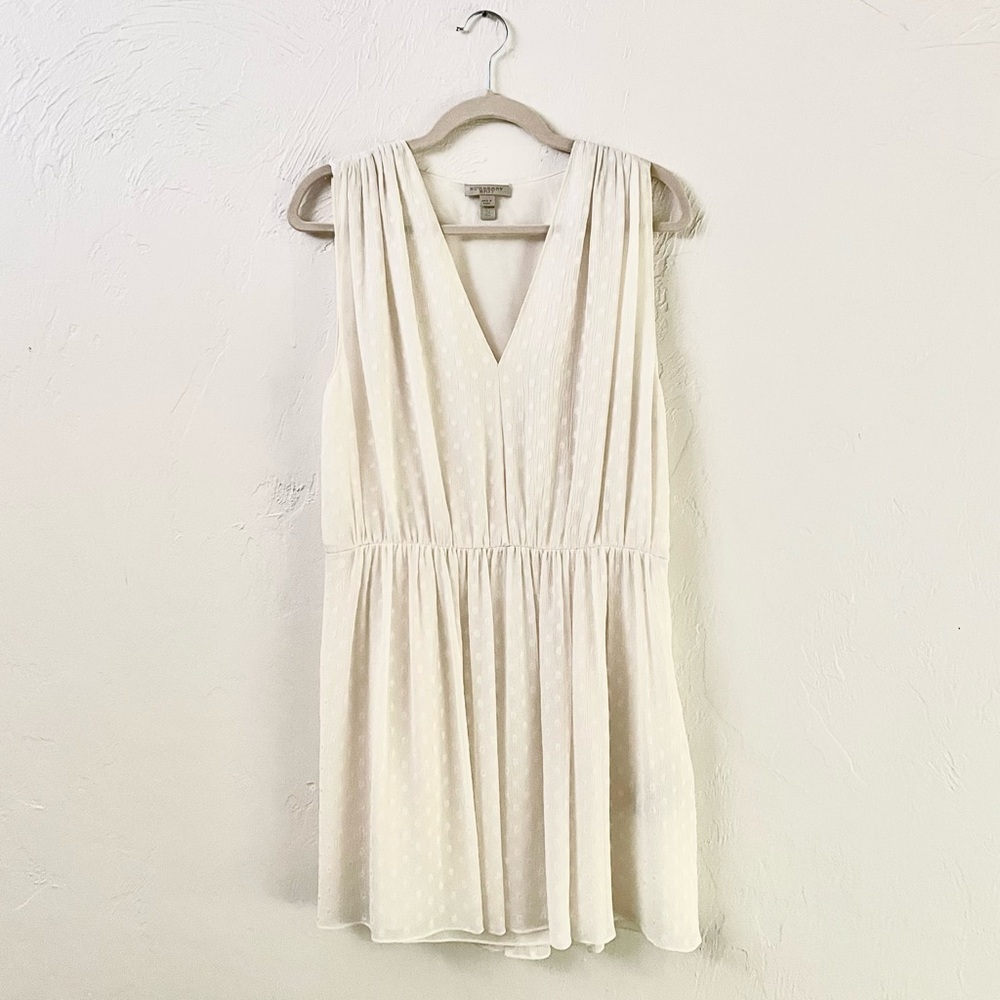 Burberry Brit Swiss-Dot Silk Blend Sleeveless Fit & Flare Pleated Cream Dress